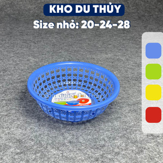 Rổ nhựa tròn lỗ lớn chân cao size nhỏ 20-24-28 chất liệu nhựa PP màu đỏ, dương, xanh lá, vàng dùng làm rổ rửa rau quả