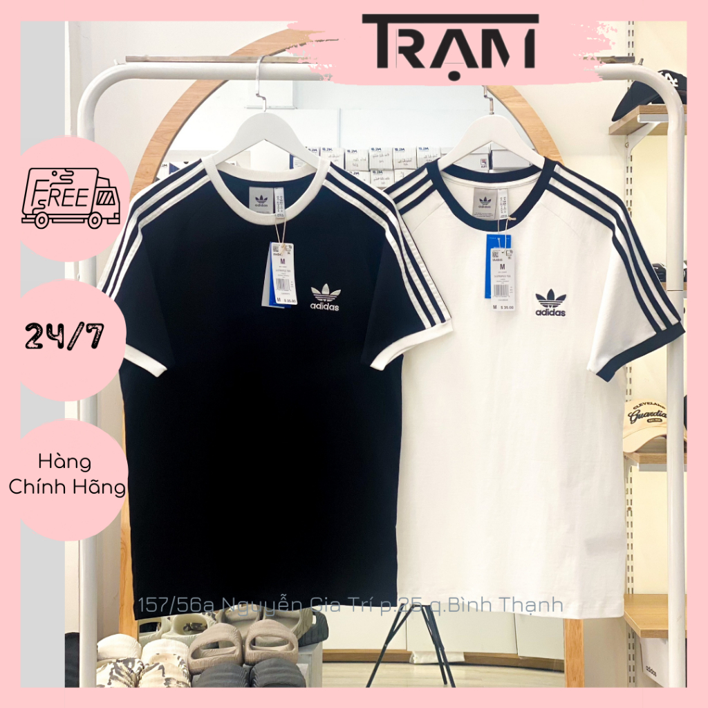 Áo Thun ADIDAS 3 Sọc Adicolor Màu Đen Trắng Hàng Chính Hãng