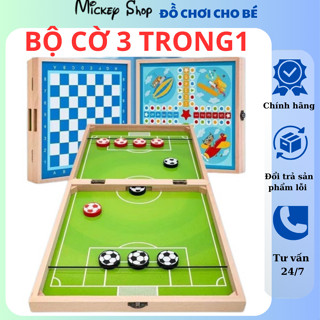 Bộ cờ cá ngựa - cờ vua - cờ búng bằng gỗ cao cấp - Bàn cờ 3 in 1 cho bé thỏa thích tư duy