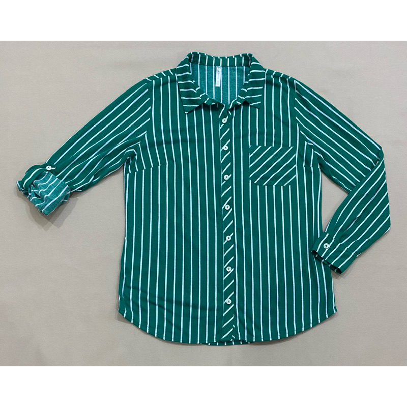 (A2632) Áo sơ mi kẻ tay dài vải thun (Size S, M, 3XL) - Thanh lý vnxk