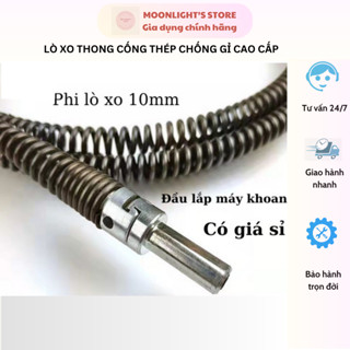 Dây thông tắc cống, thông bồn cầu lò xo thép Mangan không gỉ siêu bền 5m, 8m, 10m (lắp cùng máy khoan dễ sử dụng)