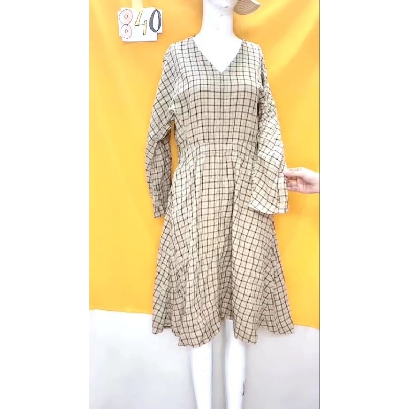 đầm sơmi kẻ ô. S840