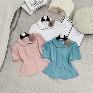 áo sơ mi công sở thiết kế cổ lá sen tay ngắn full size 727