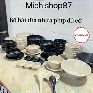 Bát cơm nhựa phíp đen, nâu chịu nhiệt loại dày đẹp Việt Nhật, Bộ bát đĩa nhựa phíp mẫu mới chịu nhiệt sang trọng