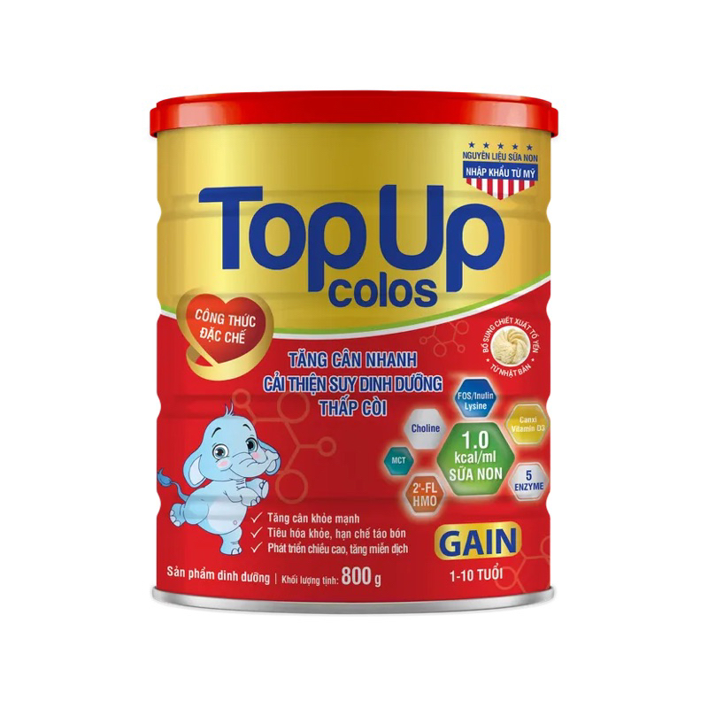 Sữa bột Top Up Colos Gain 800g cho bé từ 1-10 tuổi