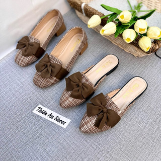 Giày búp bê nữ phối nơ gót 3 phân thiên an ta12