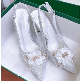 Giày Cao Gót Nơ Hoa 7-9 phân, Giày Cô Dâu Chụp Ảnh Cưới, Giày Cao Gót Tiểu Thư P13