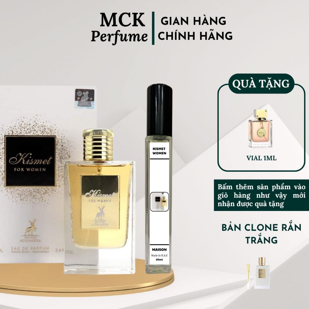 Nước hoa nội địa dubai Kismet for women EDP 10ml quyến rũ, ngọt ngào, sang trọng - MCK Perfume
