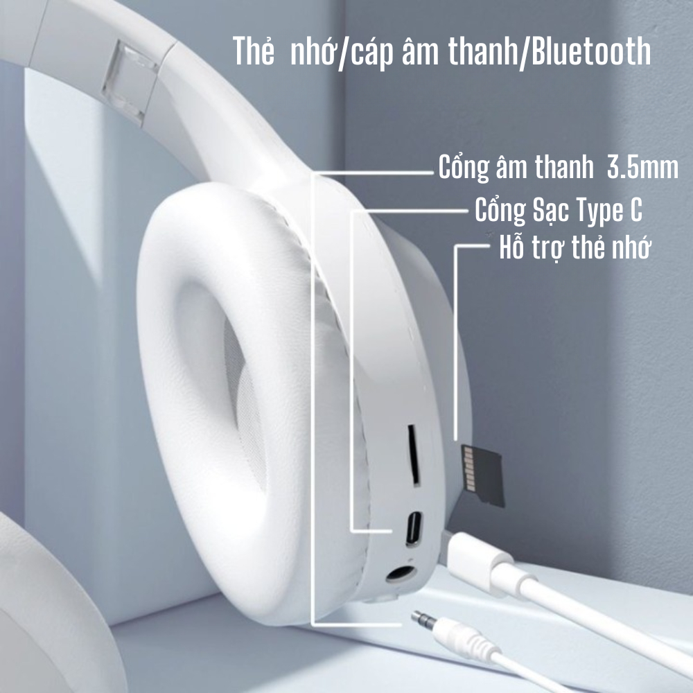 Tai Nghe Chụp Tai Bluetooth M3 Thời Trang Và Phong Cách Âm Bass Ấm Sống Động Có Mic Đàm Thoại Cho Học Tập Và Giải Trí | BigBuy360 - bigbuy360.vn