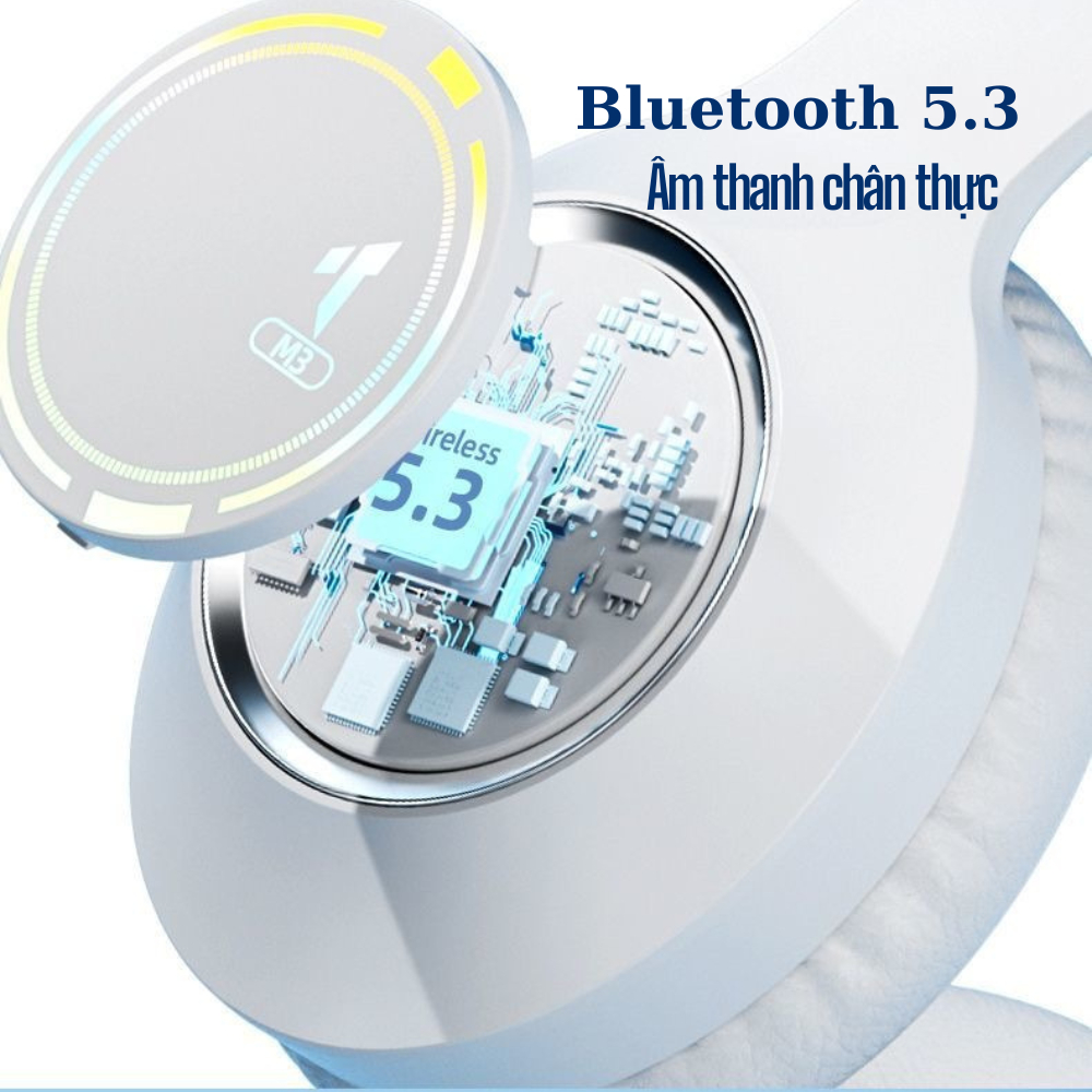 Tai Nghe Chụp Tai Bluetooth M3 Thời Trang Và Phong Cách Âm Bass Ấm Sống Động Có Mic Đàm Thoại Cho Học Tập Và Giải Trí | BigBuy360 - bigbuy360.vn