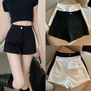 Quần short nữ cạp cao dáng ngắn có túi sau khoá kéo chất umi hàng đẹp