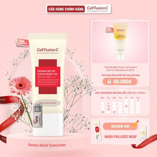 Kem Chống Nắng Thuần Vật Lý Chống Ánh Sáng Xanh Cell Fusion C Derma Relief Sunscreen 100 SPF 50+/PA++++(35ml)