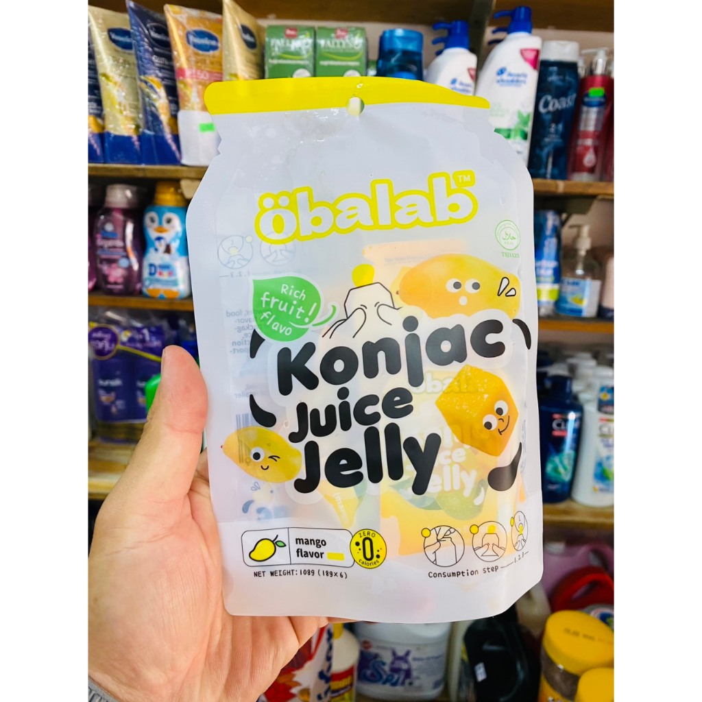 [Combo 3 gói] Thạch trái cây Obalab Konjac Juice Jelly 108g (6 túi x 18g) 3 vị Xoài - Đào - Việt Quấ