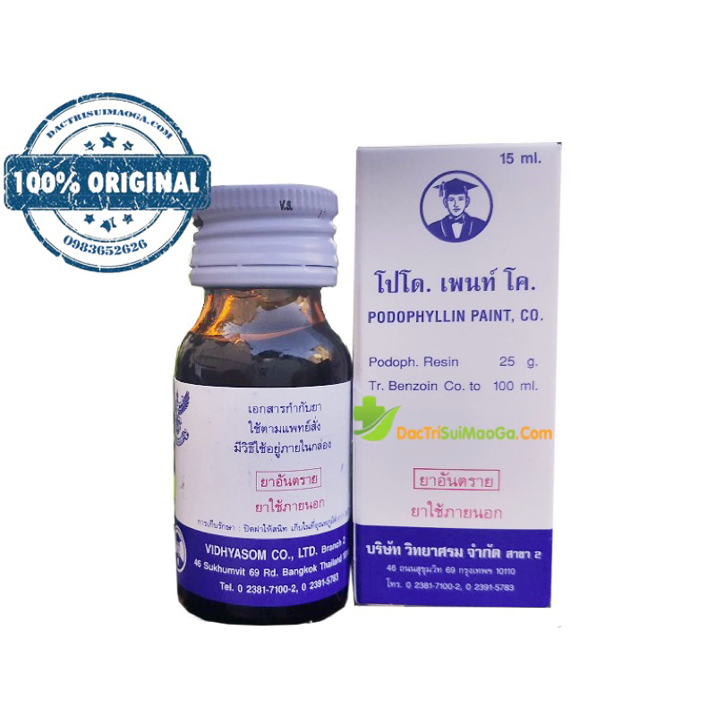 PODOPHYLLLIN ĐÁNH BAY SÙI MÀO GÀ MỤN CƠM MỤN CÓC KHÔNG TÁI PHÁT ( che tên sp )