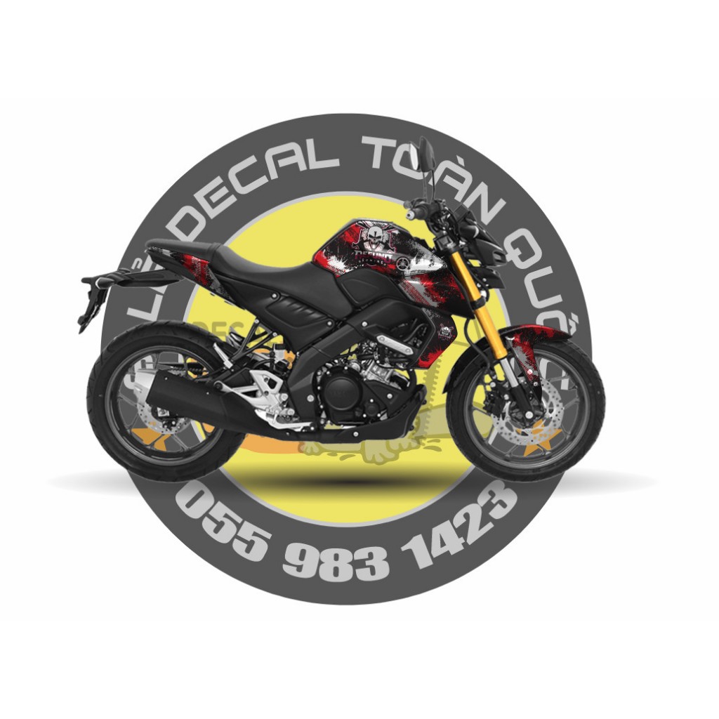 tem trùm xe MT15 mẫu Độ Mixi decal 3 lớp chống nước chống xước và dễ dán