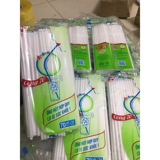 Ống hút nhựa túi 70 cái - Ống hút nhựa trắng