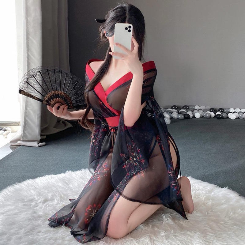 Váy Ngủ Gợi Cảm Trễ Vai Kimono Nhật Bản 9058 [CWEAR.SEXY_ĐỒ NGỦ & NỘI Y CAO CẤP] | BigBuy360 - bigbuy360.vn