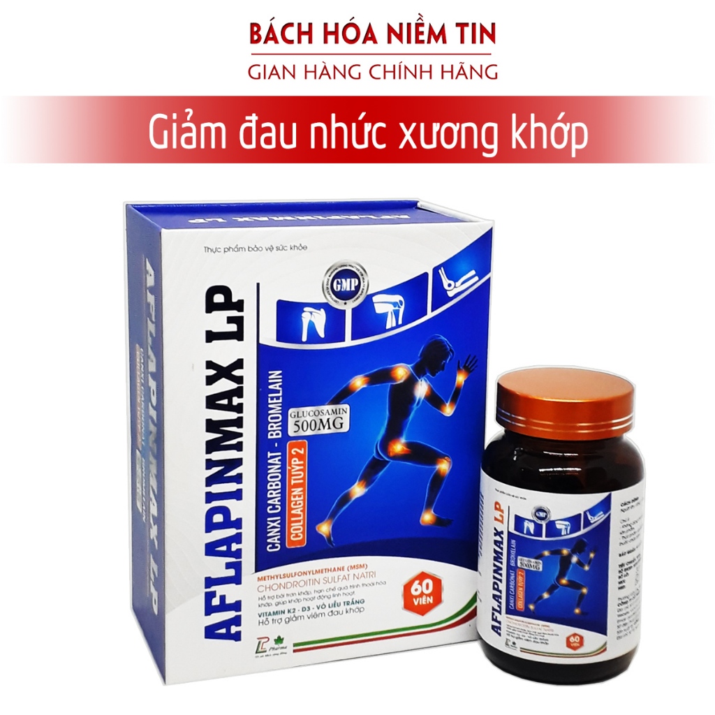 Viên uống giảm đau nhức xương Khớp AFLAPINMAX LP - thành phần glucosamin kết hợp thảo dược - Hộp 60 viên