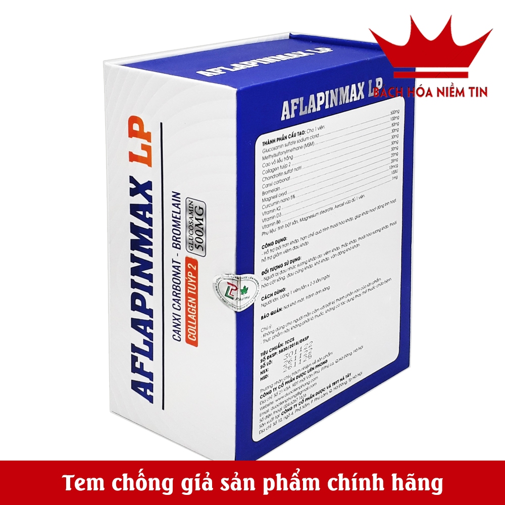 Viên uống giảm đau nhức xương Khớp AFLAPINMAX LP - thành phần glucosamin kết hợp thảo dược - Hộp 60 viên