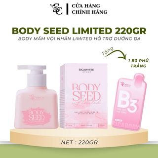 {PHIÊN BẢN VÒI NHẤN} KEM BODY HỒNG MẦM Ý DĨ/ BODY SEED SICA WHITE 220G - TẶNG KÈM 1 B3