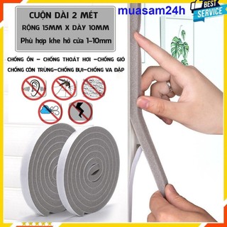 Combo 2 cuộn Ron cửa chống ồn , Mút Dán Khe Cửa Đa Năng Cách Âm, Chắn Gió, Bụi Bẩn Cao Cấp 1.5cmx2m