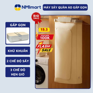 Máy sấy quần áo gấp gọn cao cấp khử trùng khử khuẩn 2 chế độ sấy, hẹn giờ thông minh MSQA NMI MART