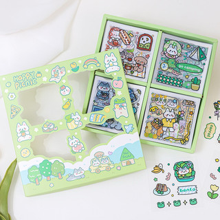 Sticker hộp 100 tấm cute Forest - Tặng Hình Xăm Dán
