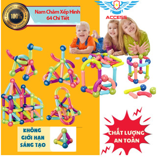 Đồ Chơi Xếp Hình Nam Châm 64 / 72 Chi Tiết Thông Minh Cho Bé - Lắp Ráp Lego Nam Châm, Đồ Chơi Giáo Dục