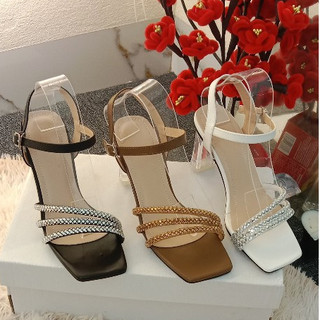 Giày cao gót nữ 7p quai đá gót meka trong