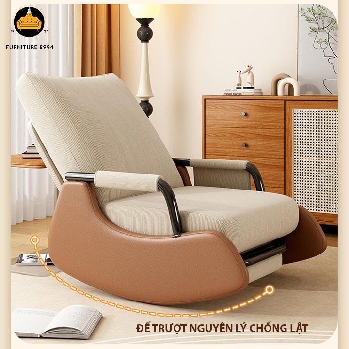 Ghế Sofa Lười Bập Bênh Gấp Gọn, Ghế Sofa Đơn Thư Giãn Có Ngả Lưng Tùy Chỉnh, Ghế Bập Bênh SMART FURNITURE 8994 | BigBuy360 - bigbuy360.vn