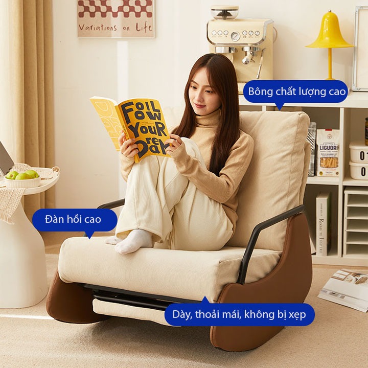 Ghế Sofa Lười Bập Bênh Gấp Gọn, Ghế Sofa Đơn Thư Giãn Có Ngả Lưng Tùy Chỉnh, Ghế Bập Bênh SMART FURNITURE 8994 | BigBuy360 - bigbuy360.vn