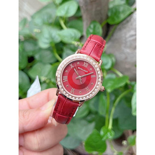 Đồng hồ nữ sunlight dây da đỏ case 30mm mã 334634