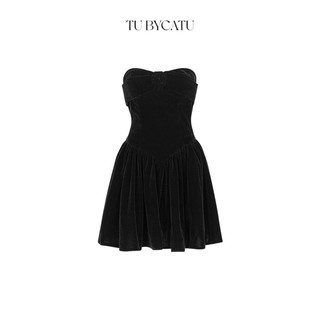 Tubycatu | đầm nhung đen cúp ngực