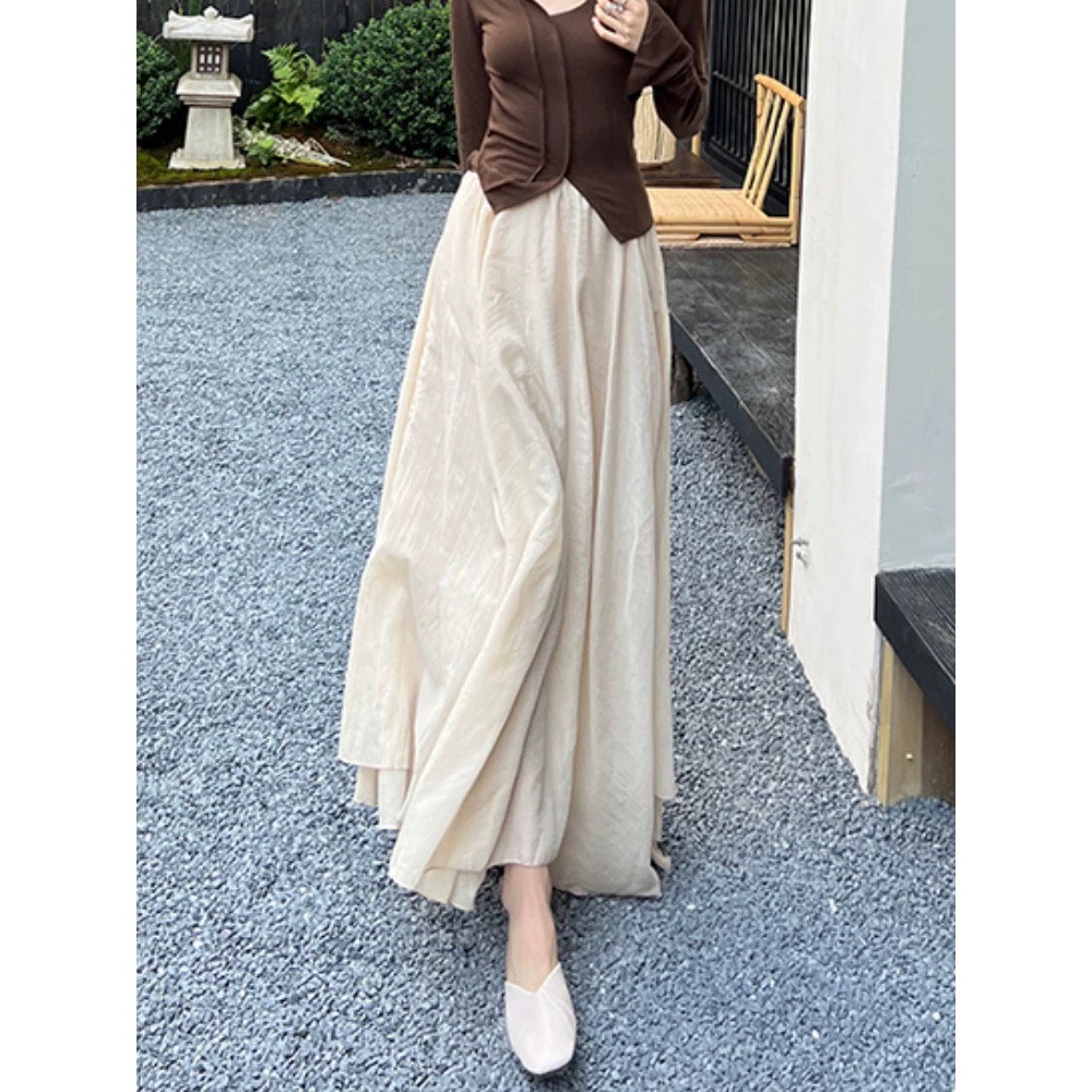 ( 95cm) Chân váy Yummy dáng dài hai lớp, Chân váy ống rộng phong cách nhẹ nhàng | BigBuy360 - bigbuy360.vn