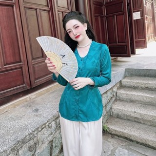 [XẢ KHO]Bộ bà ba tay dài gấm/Chất liệu áo gấm, quần lụa