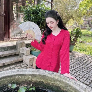 [XẢ KHO]Bộ bà ba tay dài gấm/Chất liệu áo gấm, quần lụa