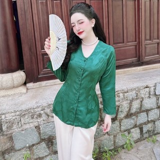 [XẢ KHO]Bộ bà ba tay dài gấm/Chất liệu áo gấm, quần lụa