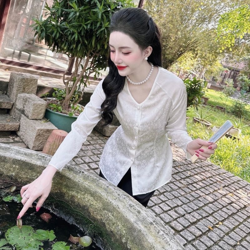 [XẢ KHO]Bộ bà ba tay dài gấm/Chất liệu áo gấm, quần lụa
