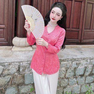 [XẢ KHO]Bộ bà ba tay dài gấm/Chất liệu áo gấm, quần lụa