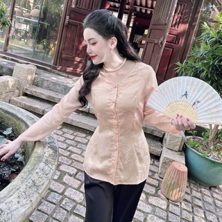 [XẢ KHO]Bộ bà ba tay dài gấm/Chất liệu áo gấm, quần lụa