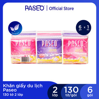 Combo 6 gói khăn giấy bỏ túi du lịch Paseo 130 tờ 2 lớp