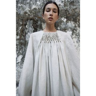 Season studios | đầm dáng suông tay dài túm phồng smock thủ công lania dress