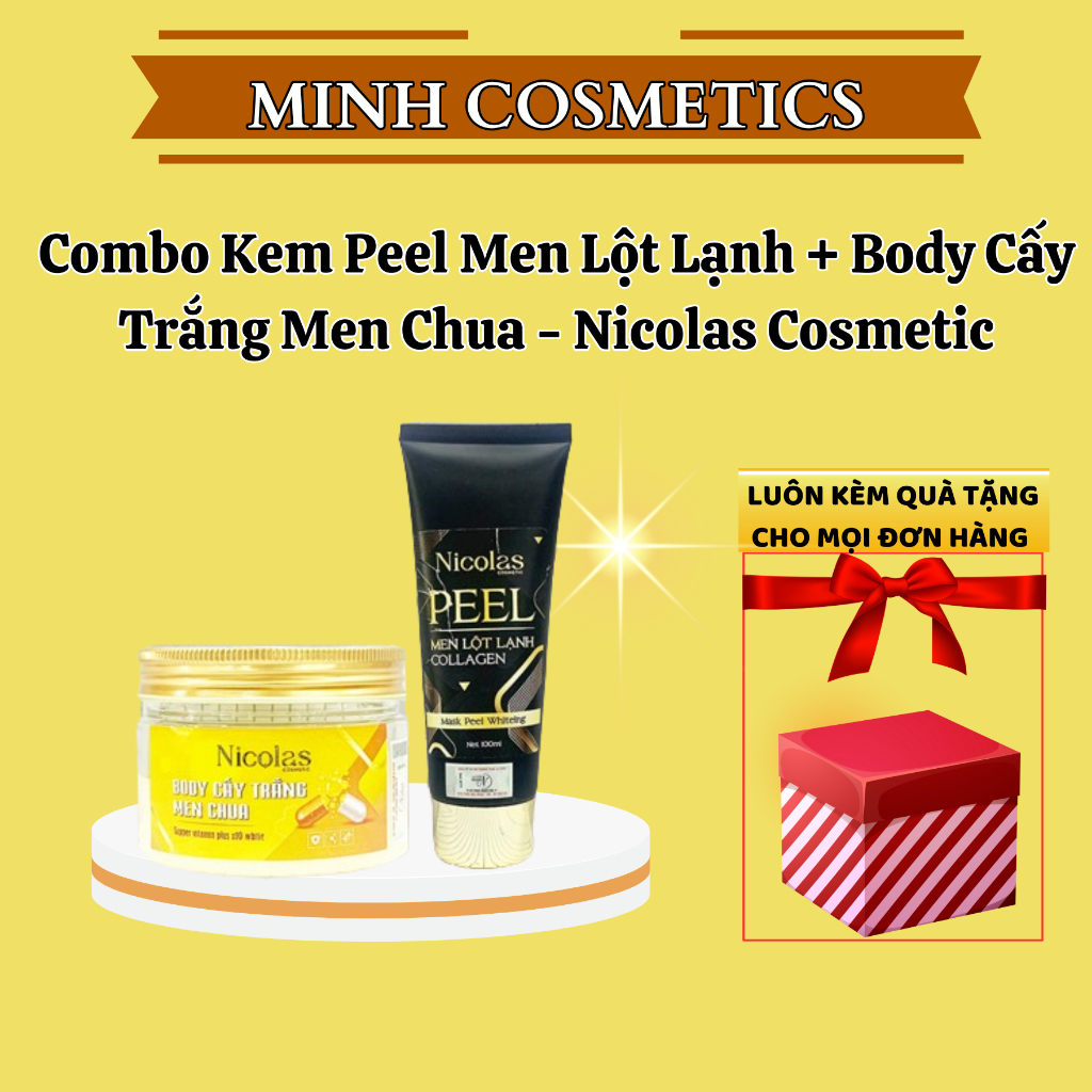 Combo Kem Nicolas Peel Lột Lạnh Thanh Nhi + Kem Body Cấy Trắng Men Chua Nicolas - Minh Cosmetics
