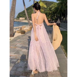 Sẵn_ Set váy maxi đi biển hở lưng siêu đẹp gồm váy kèm áo bra, có ảnh thật