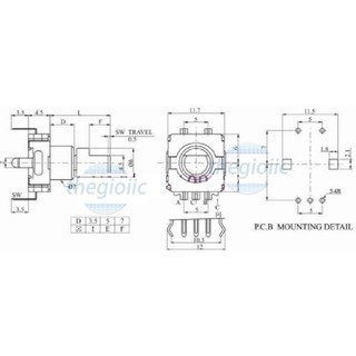 Rotary Encoder Cơ EC11 Rotary Encoder 20 Vị Trí 15mm//7