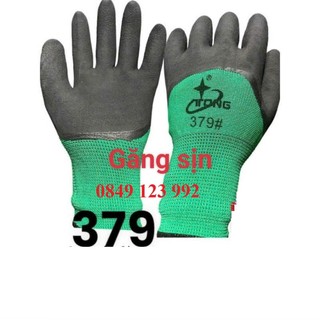 Bịch 12 đôi Găng tay bảo hộ lao động phủ cao su latex, găng tay 379, găng tay phủ sơn, găng tay lao động