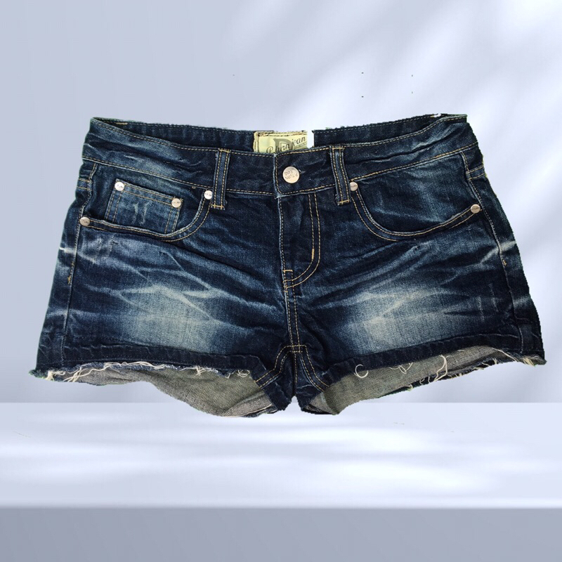 (E80D26) Quần short jean wax màu y2k cạp vừa cho nam nữ