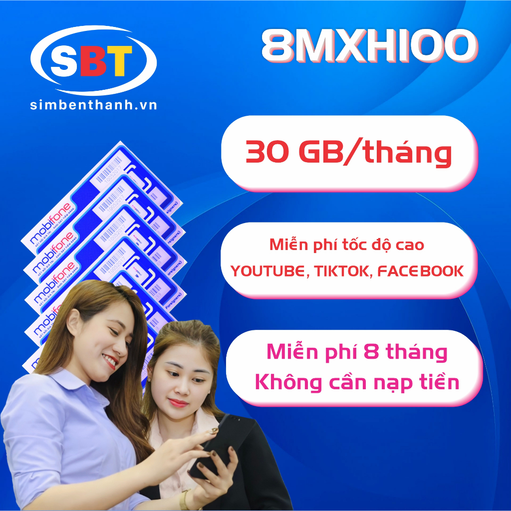 🟣📗 SIM 4G MOBIFONE 8MXH100, 12MXH100 (Simbenthanh.vn)
