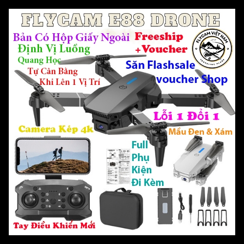 Flycam E88 Chất Lượng 4K, Kết Nối Wifi, Điều Khiển Từ Xa, Quay Phim Và Chụp Ảnh Trên Không Bằng Điện Thoại