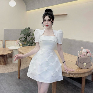 Váy tapta lưới xếp ô đính hoa